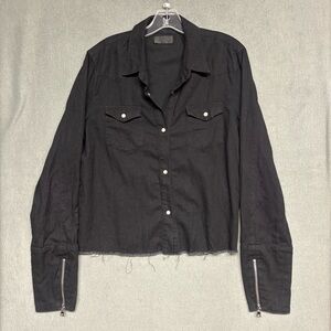 Women’s RtA Ashley frayed Black denim shirt Sz. M